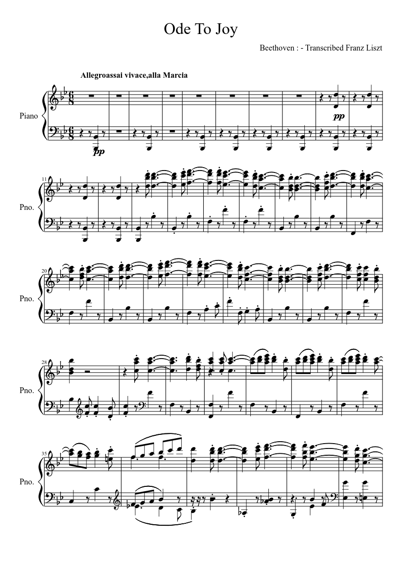 Top Classical Piano Pieces for Beginners to Learn 9 Ode To Joy - Beethoven 9th Sheet Music for Piano (Solo) | MuseScore.com