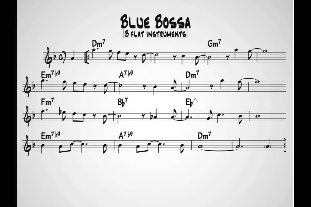 Essential Jazz Standards Piano Curated List Guide 9 Blue Bossa Bb version - Play along